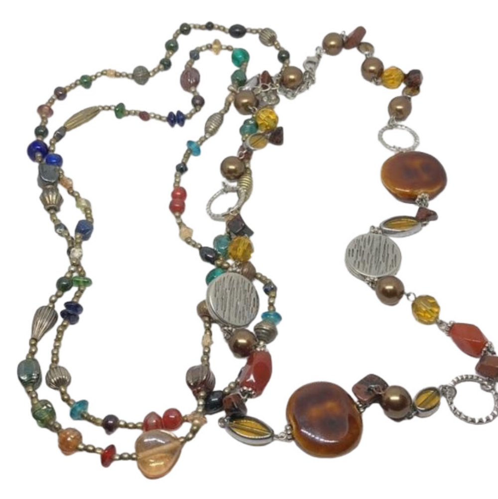 CURATED bundle glass ceramic beads necklaces vintage and modern boho statement